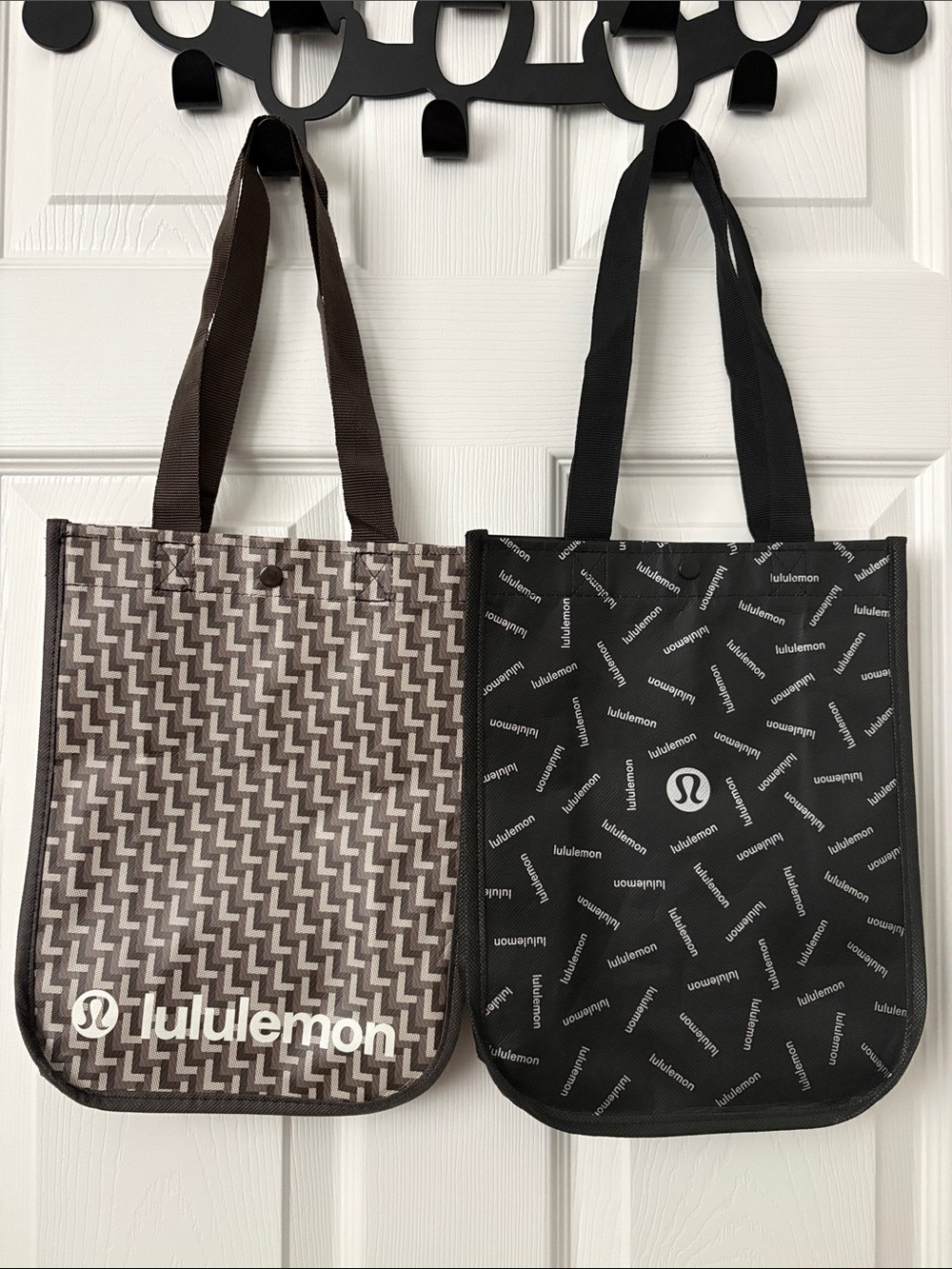 lululemon athletica Gray and Black Reusable Tote Bag Duo